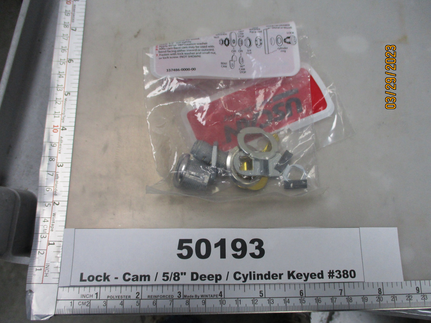 Lock, Cam, 5/8" Deep, Cylinder Keyed #380, K D L Hardware Supply, UC23058-KA380