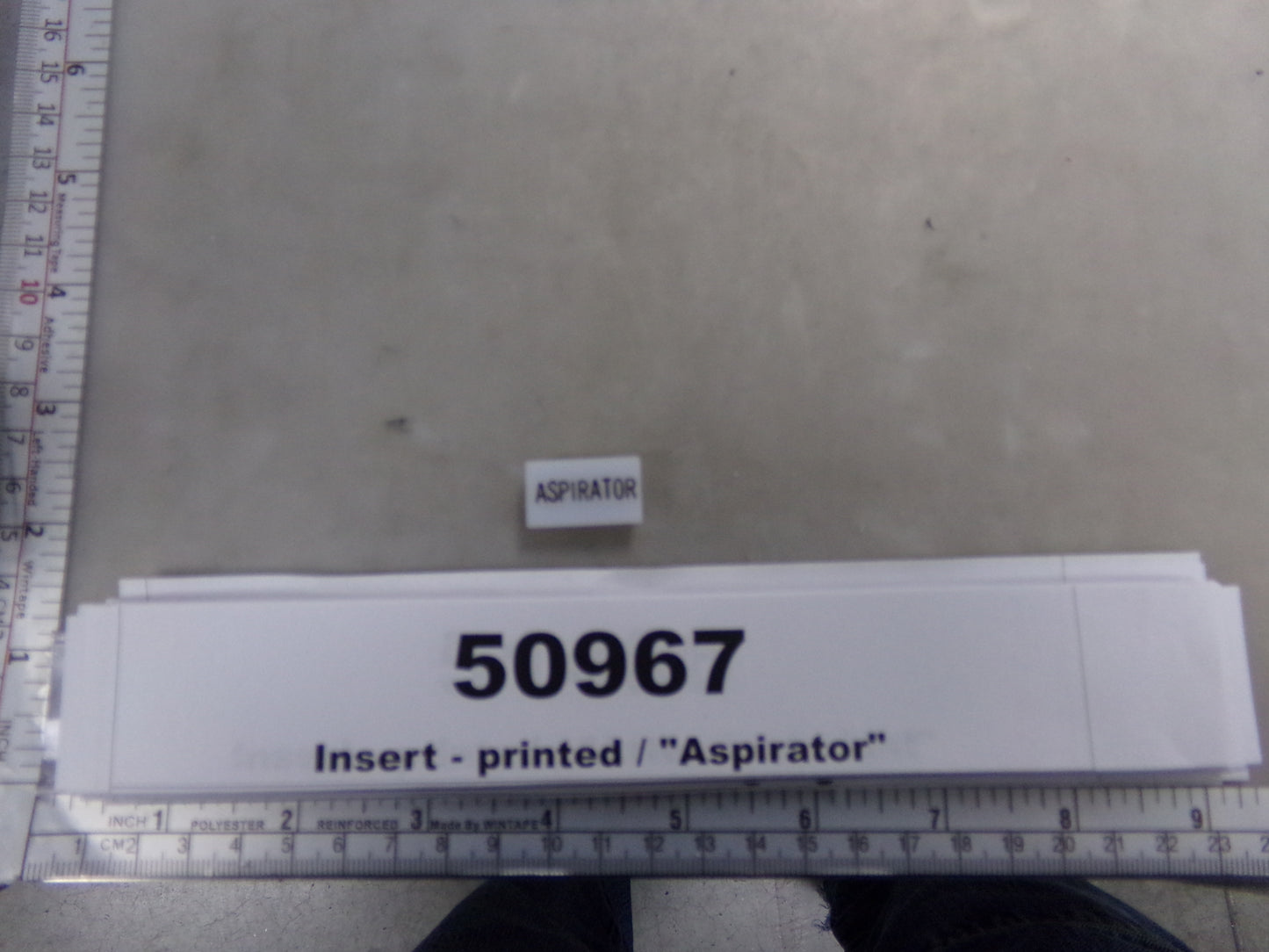 Insert, 'ASPIRATOR', White, Switch Label Window, Transportation Safety, S220-5500