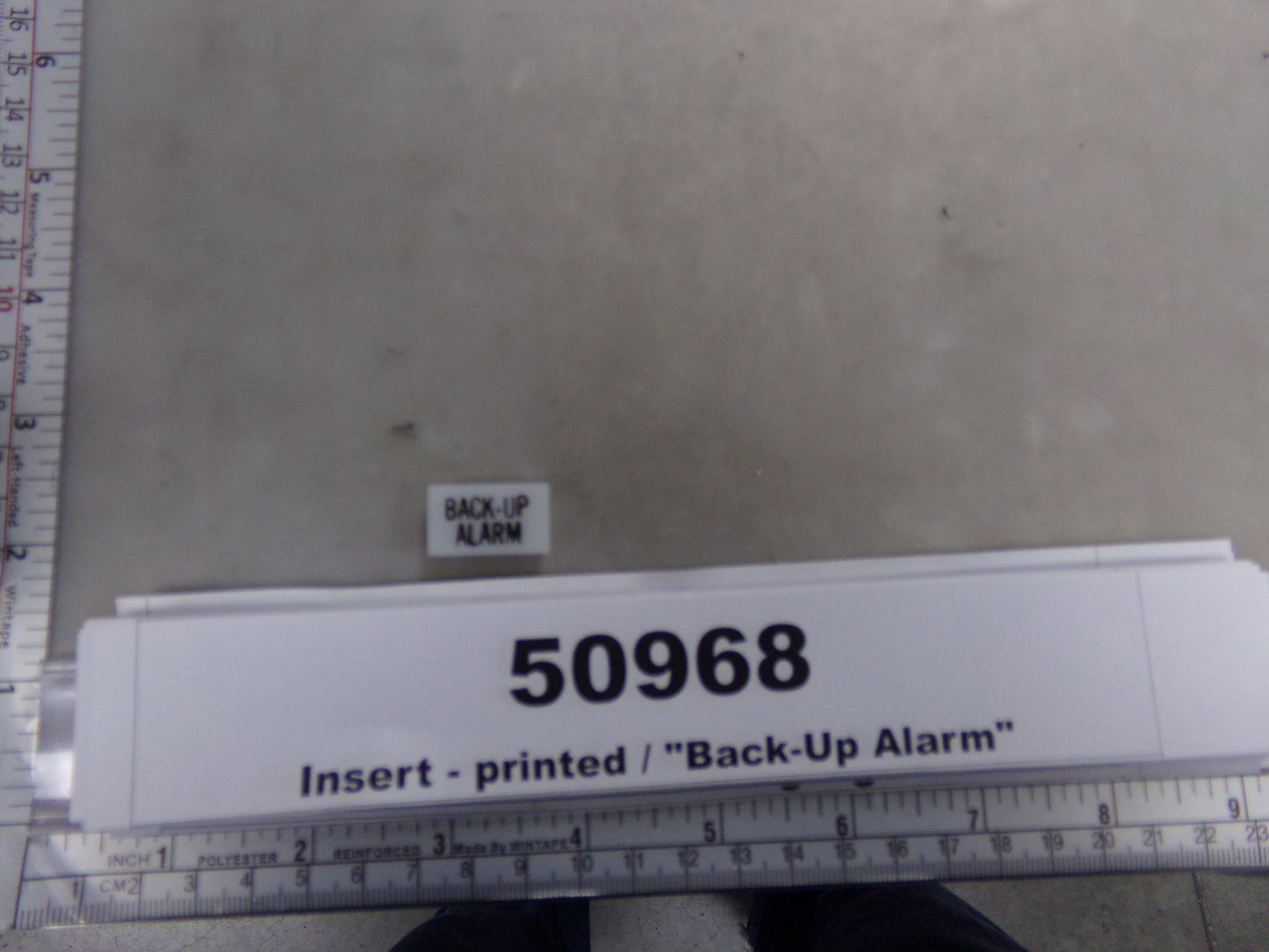 Insert, 'BACK-UP ALARM', White, Switch Label Window, Transportation Safety, S220-550
