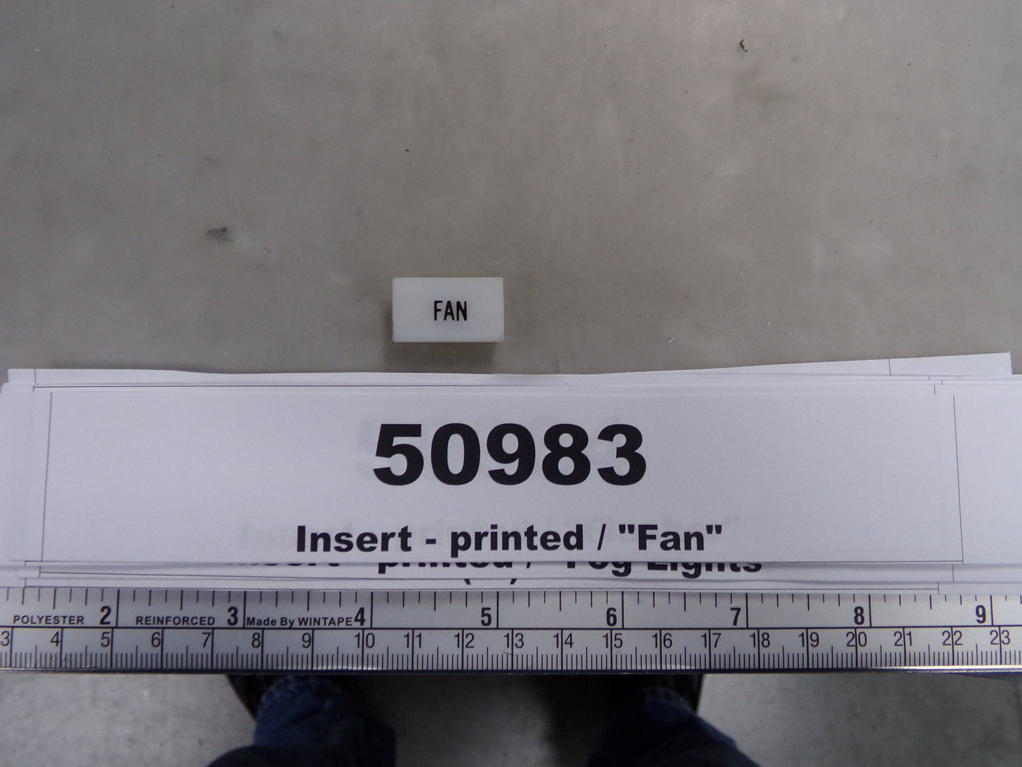 Insert, 'FAN', White, Switch Label Window, Transportation Safety, S220-5500