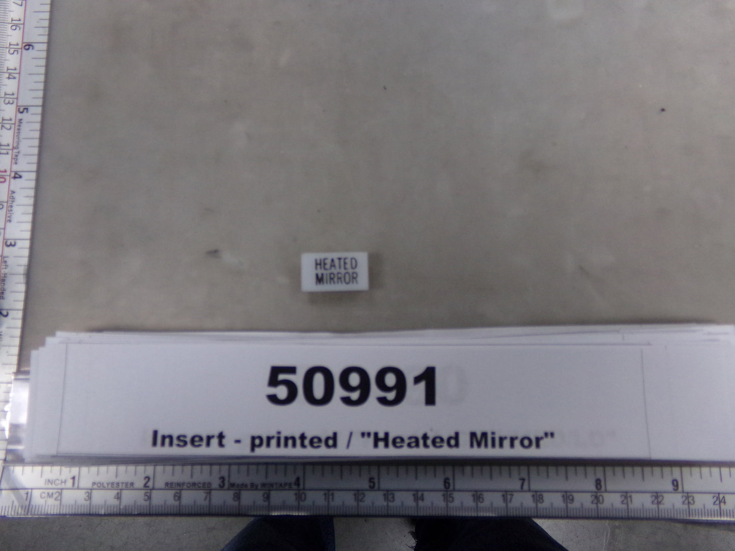 Insert, 'HEATED MIRROR', White, Switch Label Window, Transportation Safety, S220-5500