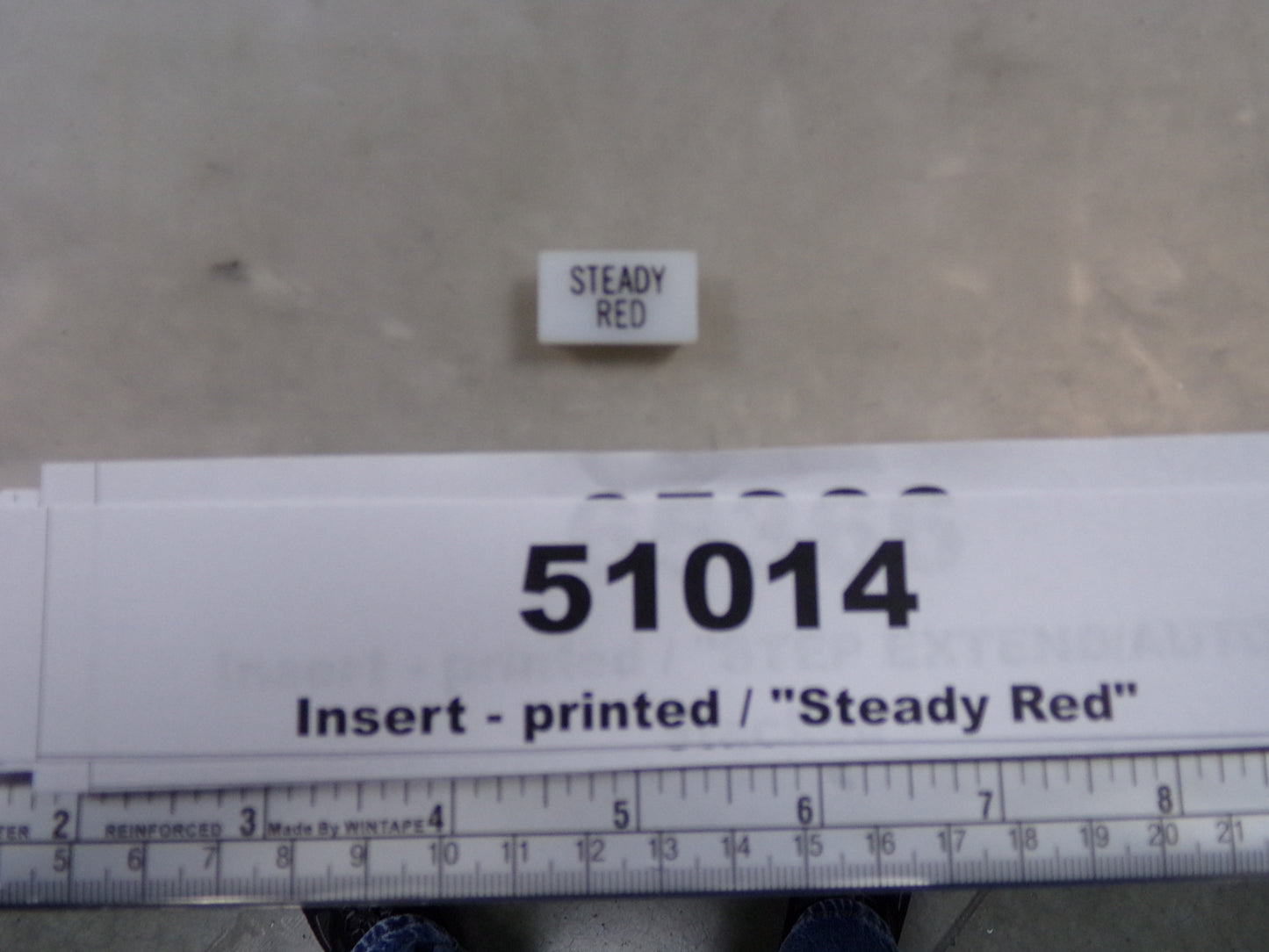 Insert, 'STEADY RED', White, Switch Label Window, Riverside Manufacturing