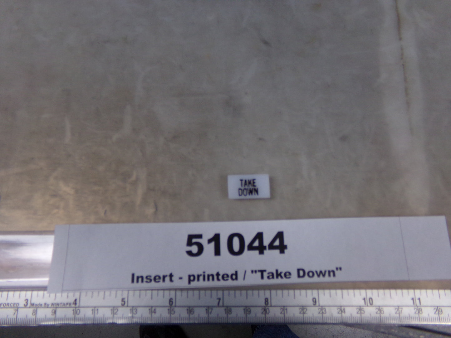 Insert, 'TAKE DOWN', White, Switch Label Window, Transportation Safety