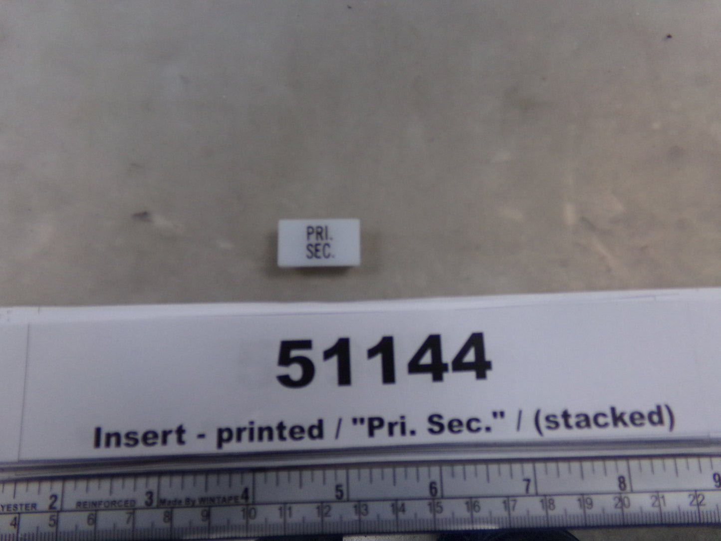 Insert, 'PRI. SEC.', White, Switch Label Window, Transportation Safety, S220-5500