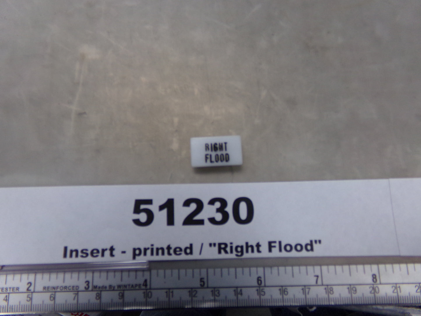 Insert, 'RIGHT FLOOD', White, Switch Label Window, Transportation Safety, LV1042