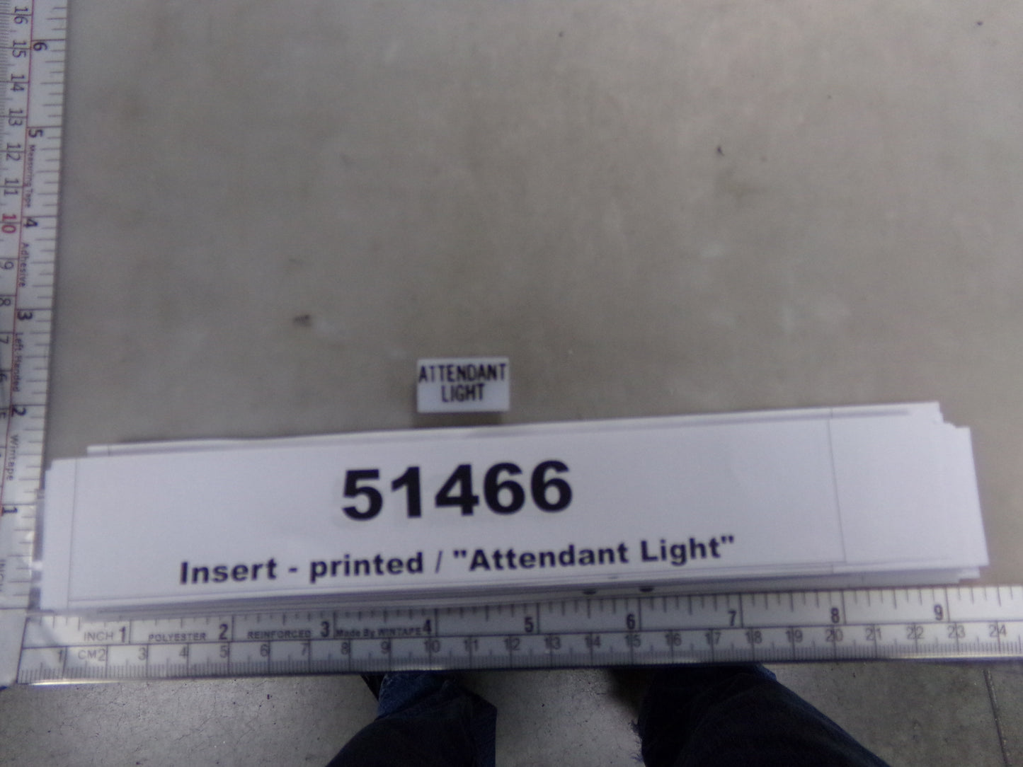 Insert, 'ATTENDANT LIGHT', White, Switch Label Window, Transportation Safety, S220-5500