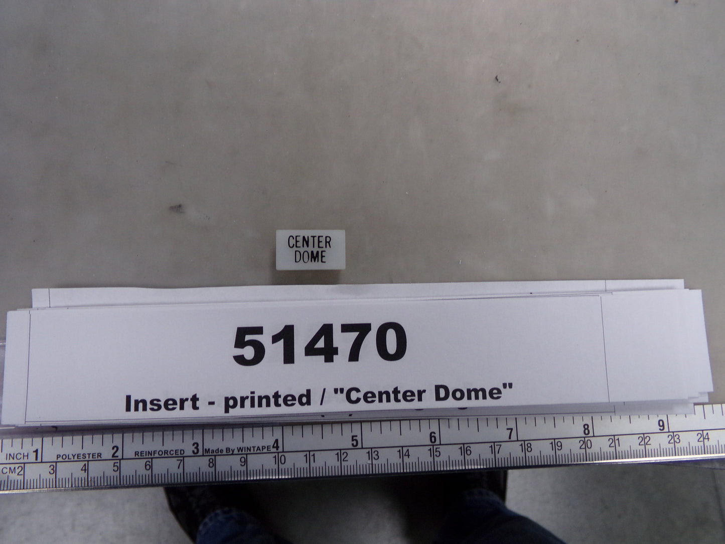 Insert, 'CENTER DOME', White, Switch Label Window, Transportation Safety