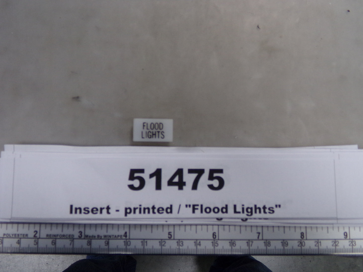 Insert, 'FLOOD LIGHTS', White, Switch Label Window, Transportation Safety