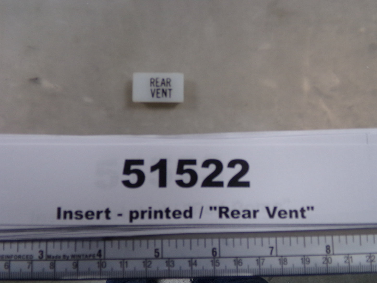 Insert, 'REAR VENT', White, Switch Label Window, Transportation Safety