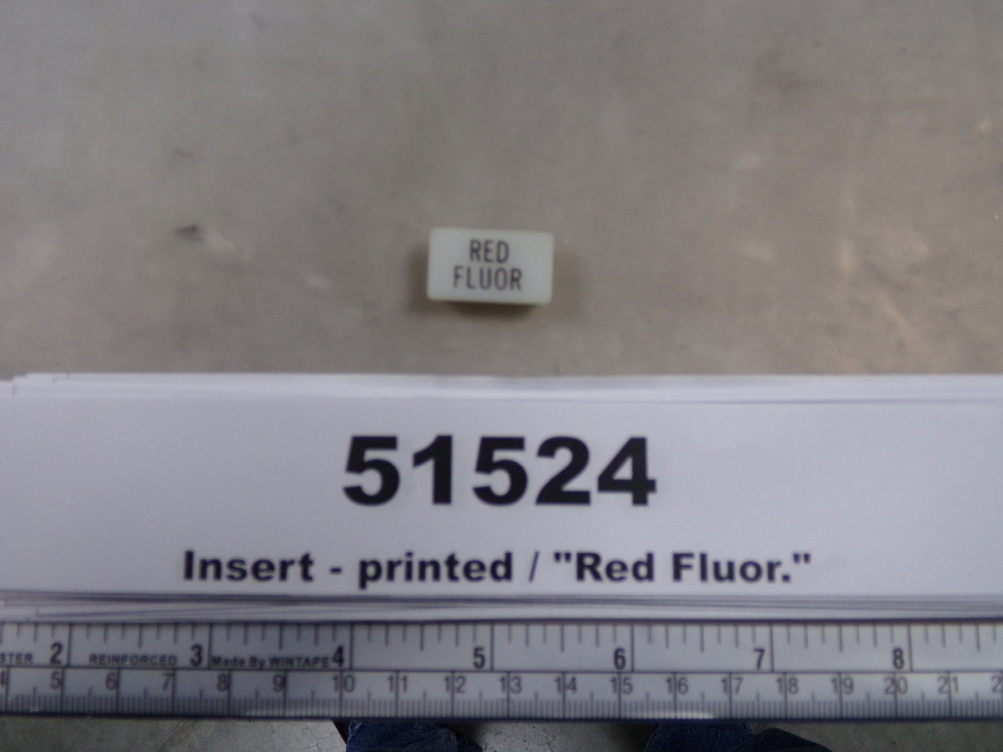 Insert, 'RED FLUOR.', White, Switch Label Window, Transportation Safety