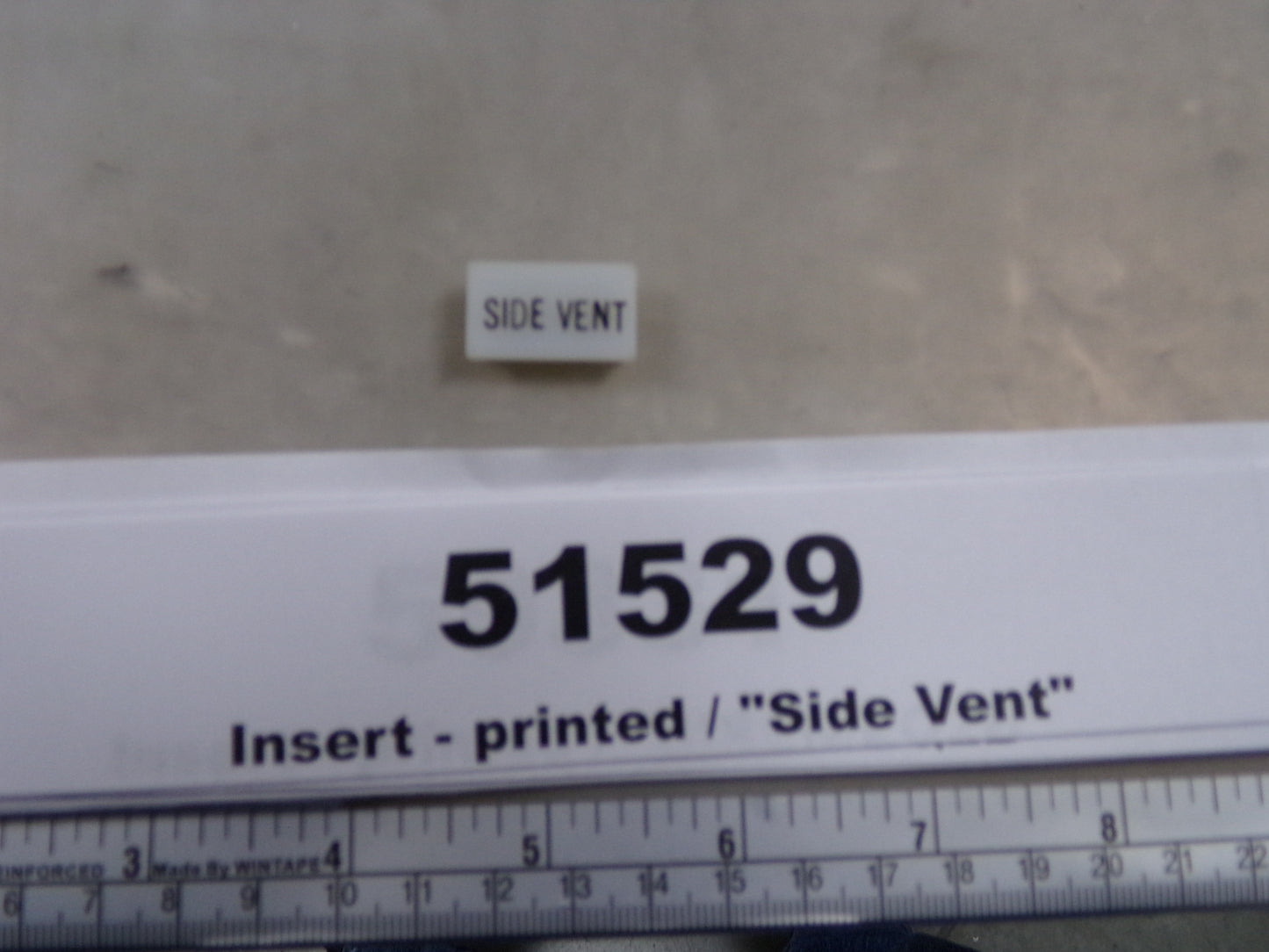 Insert, 'SIDE VENT', White, Switch Label Window, Transportation Safety