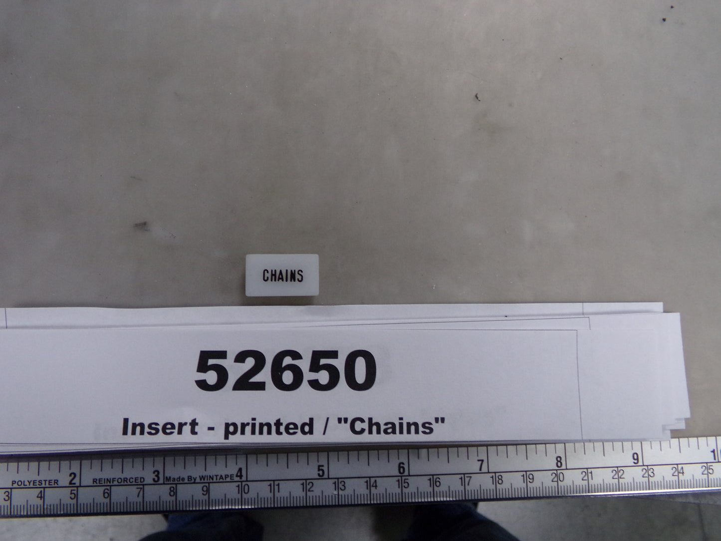 Insert, 'CHAINS', White, Switch Label Window, Transportation Safety, S220-5500