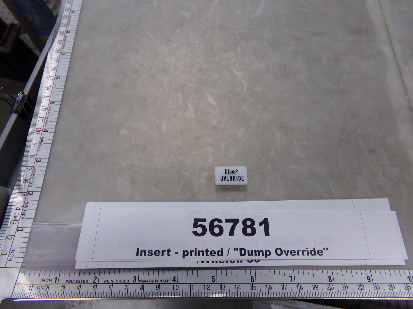 Insert, 'DUMP OVERRIDE', White, Switch Label Window, Transportation Safety, S220-5501