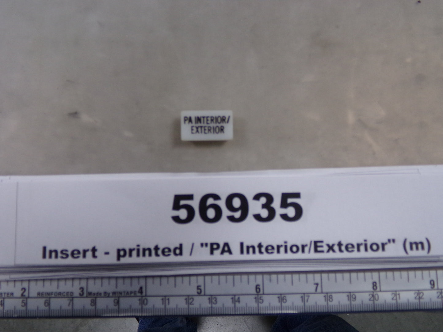 Insert, 'PA INTERIOR/EXTERIOR', White, Switch Label Window, Riverside Manufacturing, S220-5500