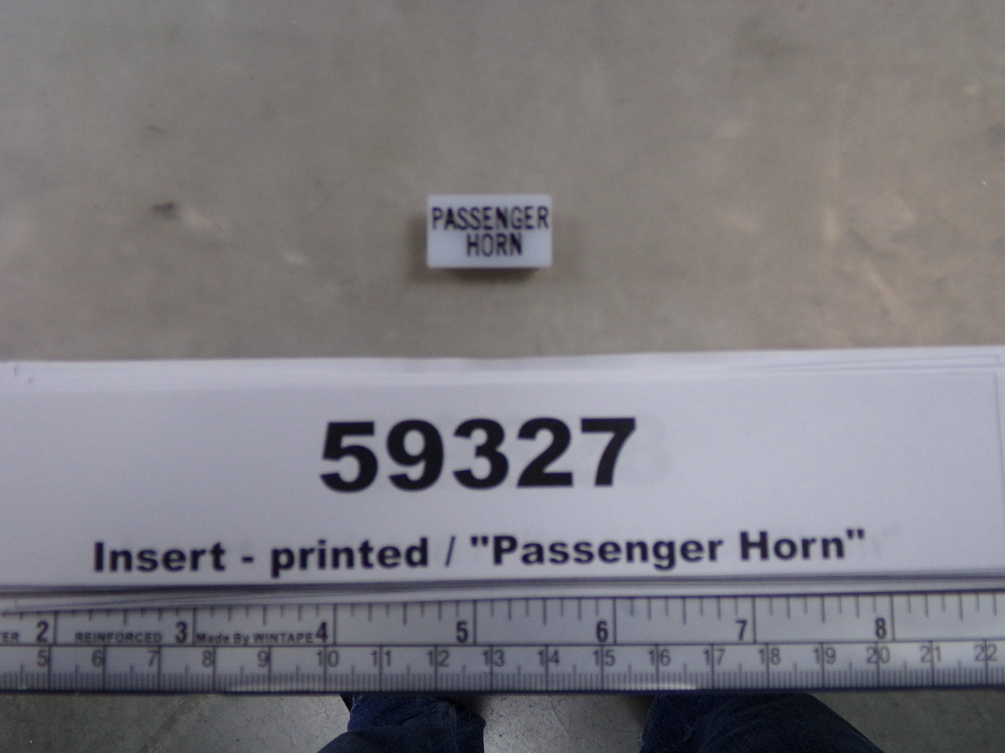 Insert, 'PASSENGER HORN', White, Switch Label Window, Riverside Manufacturing, S220-5500