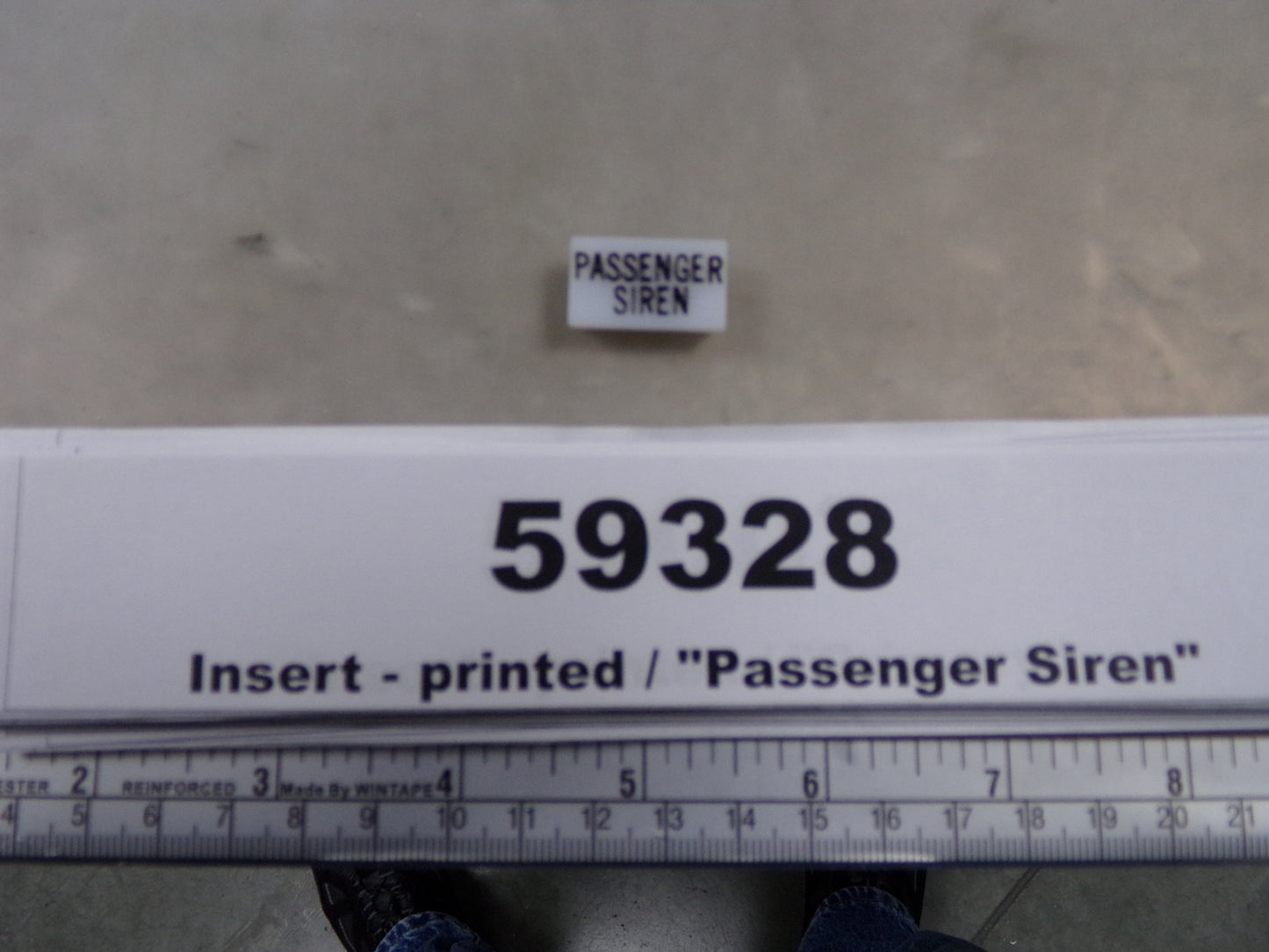 Insert, 'PASSENGER SIREN', White, Switch Label Window, Transportation Safety, S220-5500