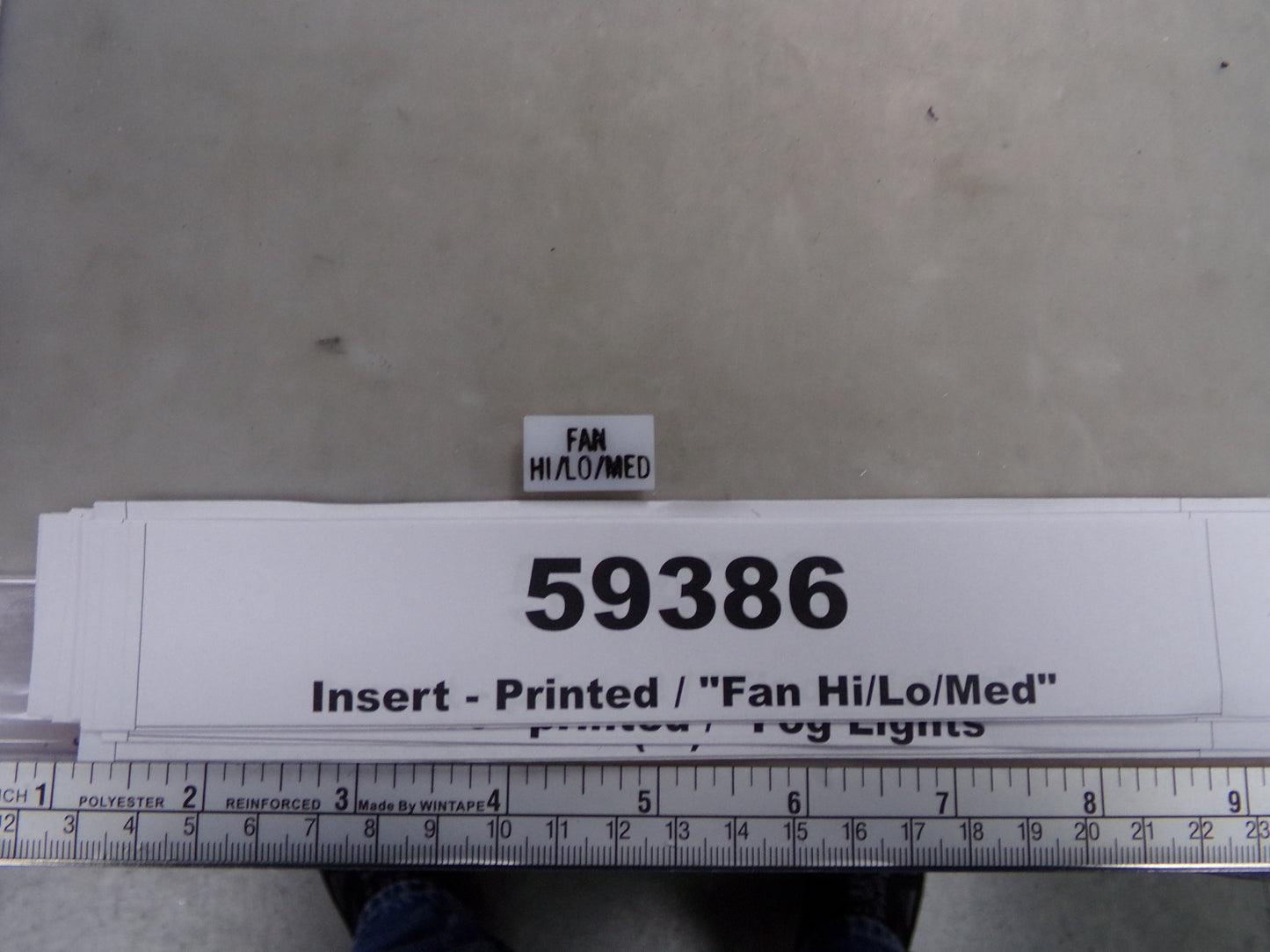 Insert, 'FAN HI/LO/MED', White, Switch Label Window, Transportation Safety