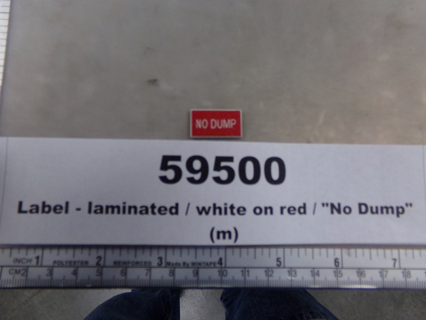 Label, Laminated, 'No Dump', Red w/ White, Awards, West