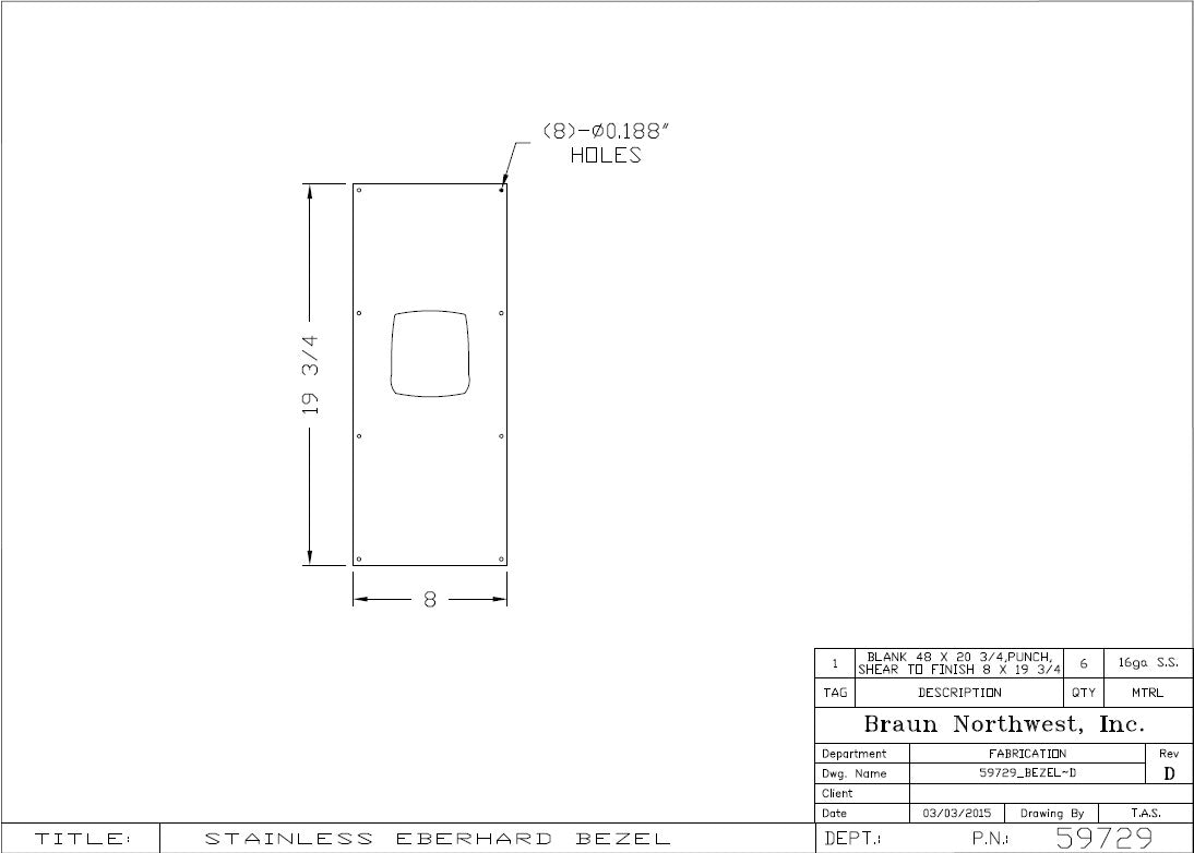 Bezel, Latch, Passage Door Skin, Stainless Steel, Eberhard E Grabber