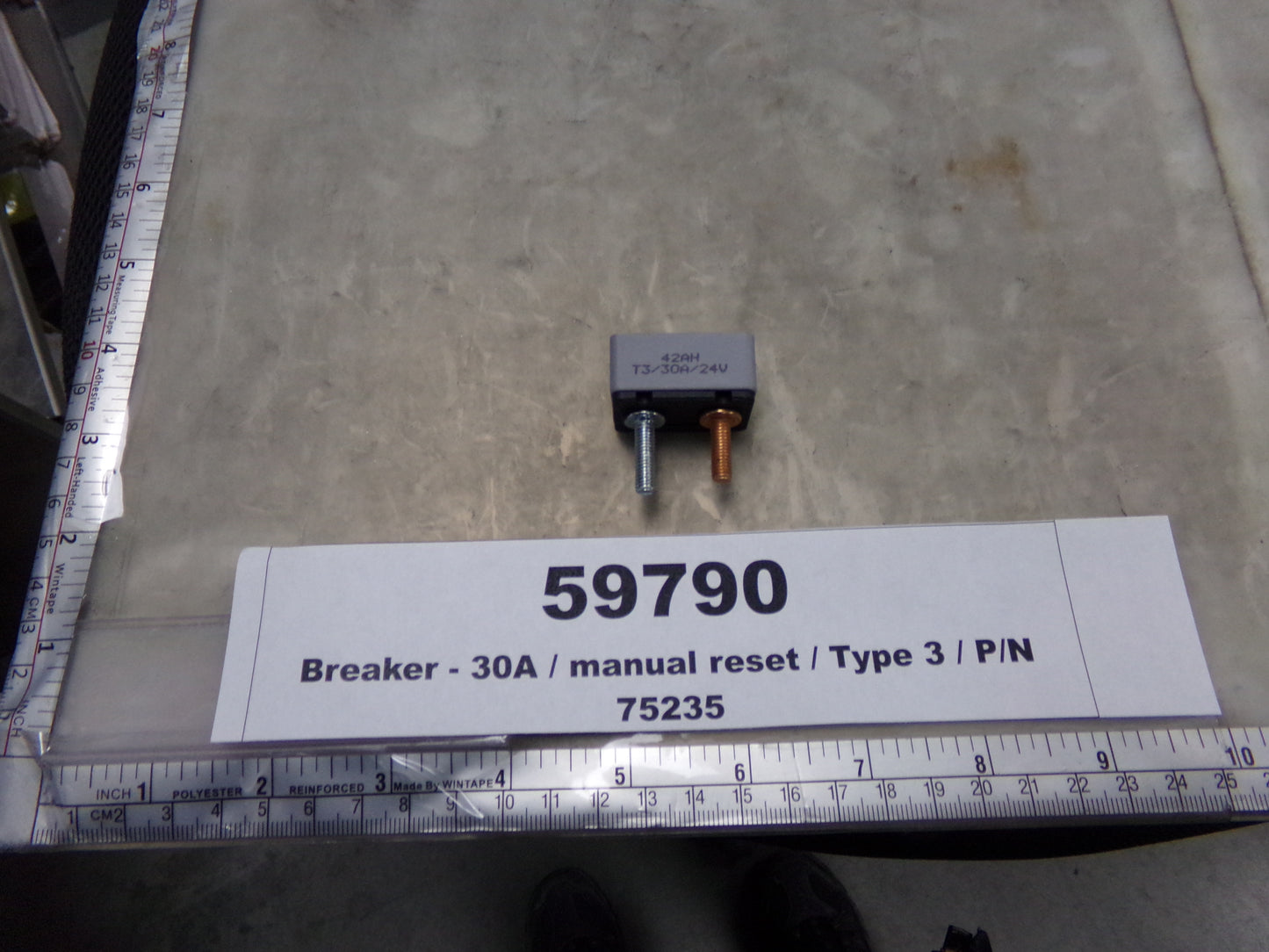 Breaker, 30A, Manual Reset, Del City Wire Co, 75235
