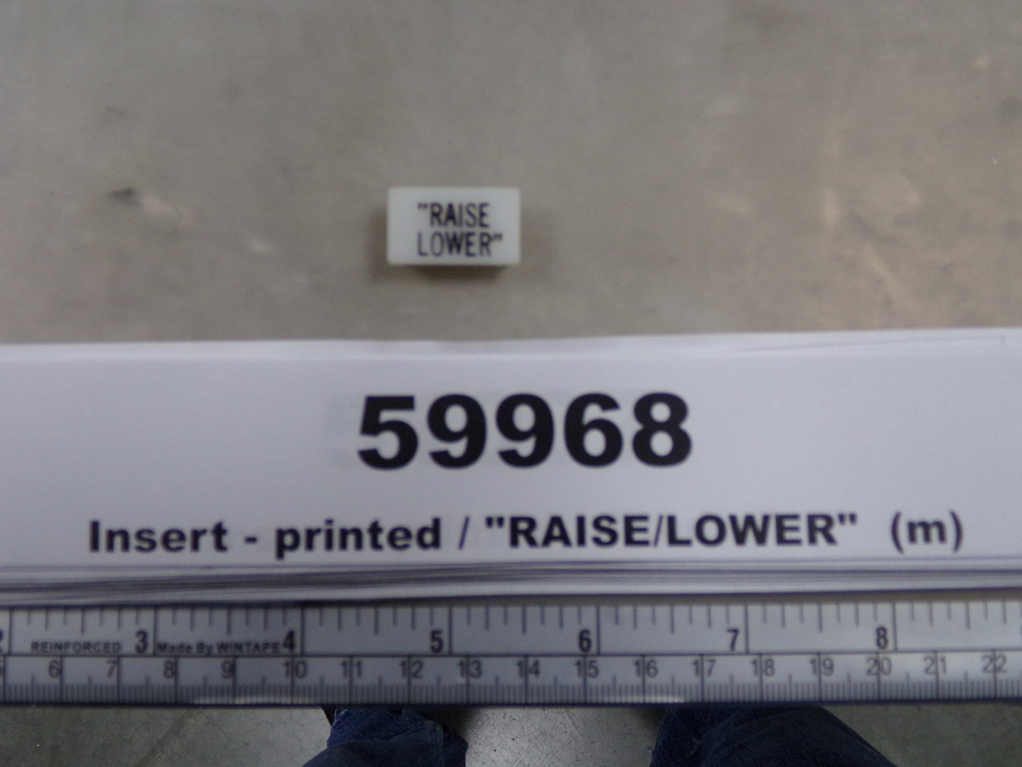 Insert, 'RAISE/LOWER', White, Switch Label Window, Transportation Safety