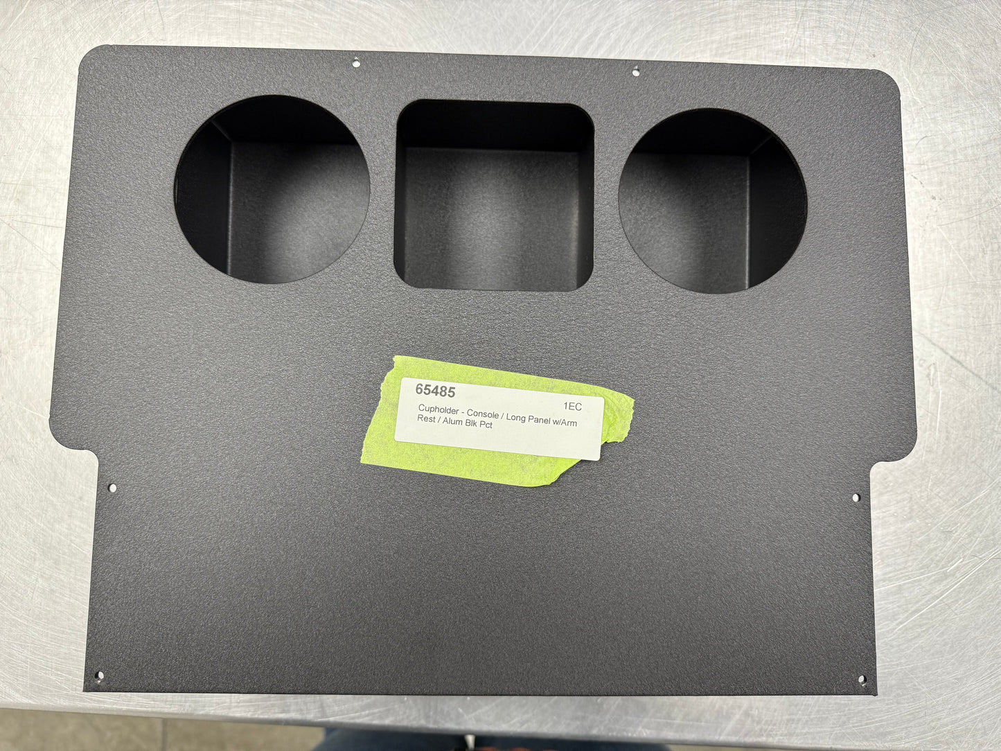 Cupholder, Console, Long Panel w/Arm Rest, Black, Powdercoat