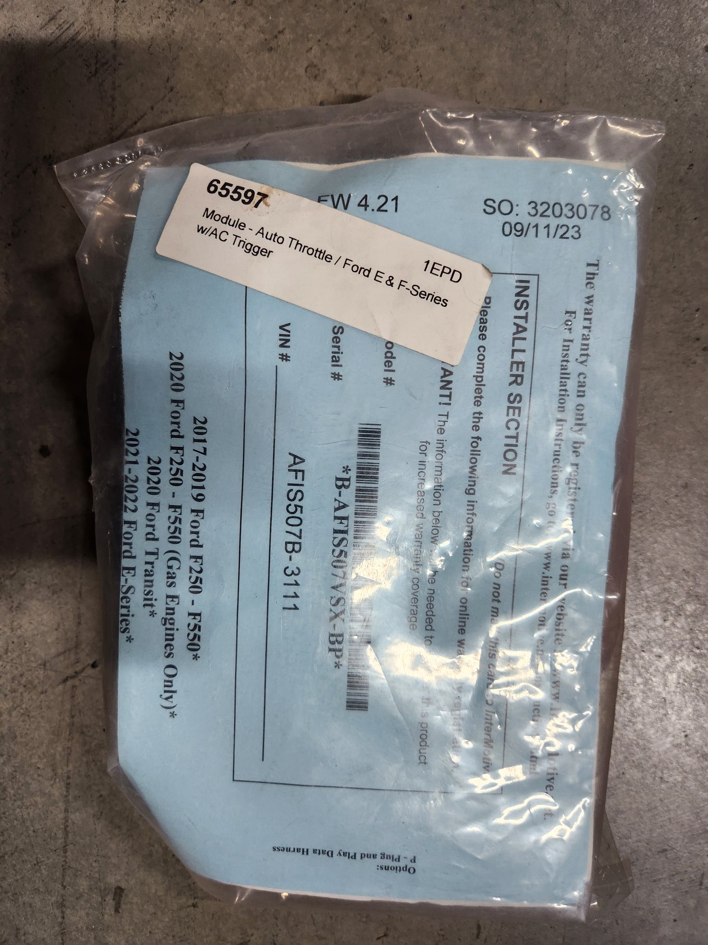 AFIS, Advanced Fast Idle System, Module, High Idle, Ford F250/F350/F450/F550, Ford Transit, Ford E-Series, Intermotive, B-AFIS507VSX-BP