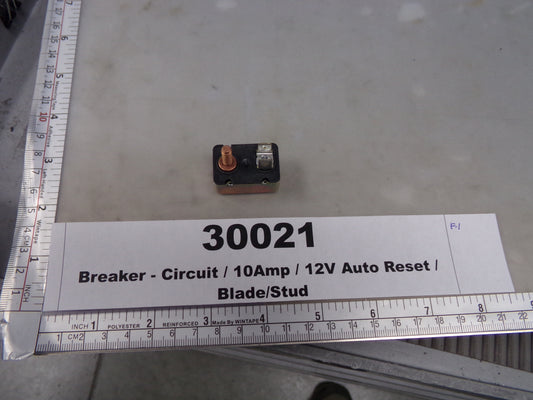 Breaker, Circuit, 10amp, 12VDC, Auto Reset, Blade / Stud, 121H10-00M