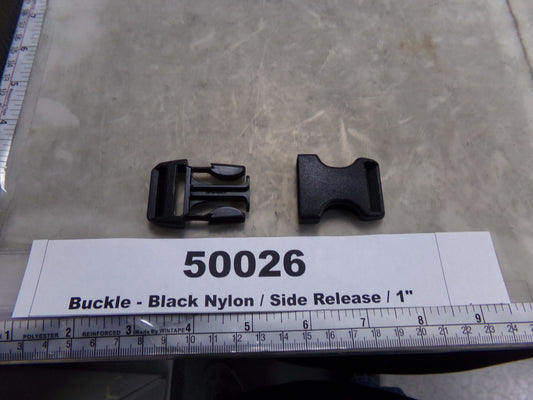 Buckle, Side Release, 1" Nylon Webbing, Black Nylon, BN6358 & 6359-100-BLACK