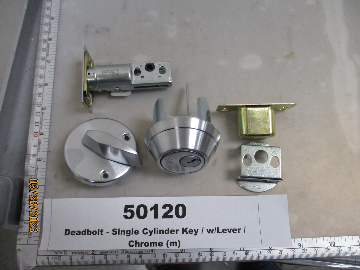 Deadbolt, Single Cylinder Key, w/ Lever, Chrome, Intermountain Lock an ...