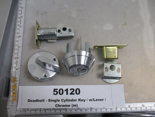 Deadbolt, Single Cylinder Key, w/ Lever, Chrome, Intermountain Lock and Security