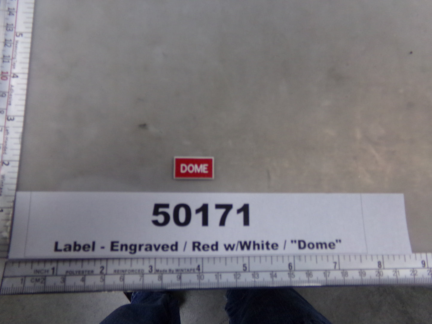 Label, Laminated, 'DOME', Red and White, Awards West