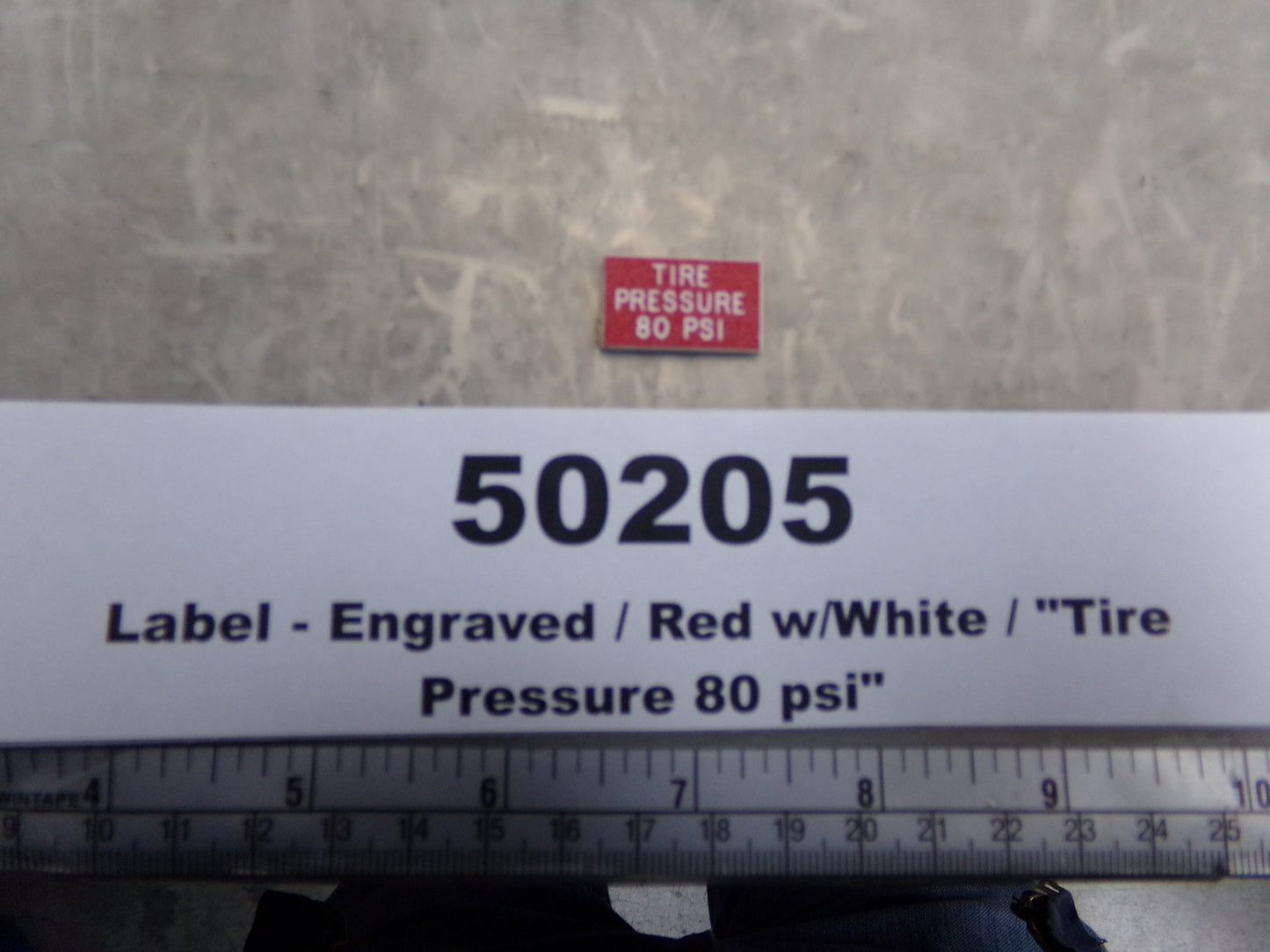Label, Laminated, 'TIRE PRESSURE 80 PSI', Red and White, Awards West