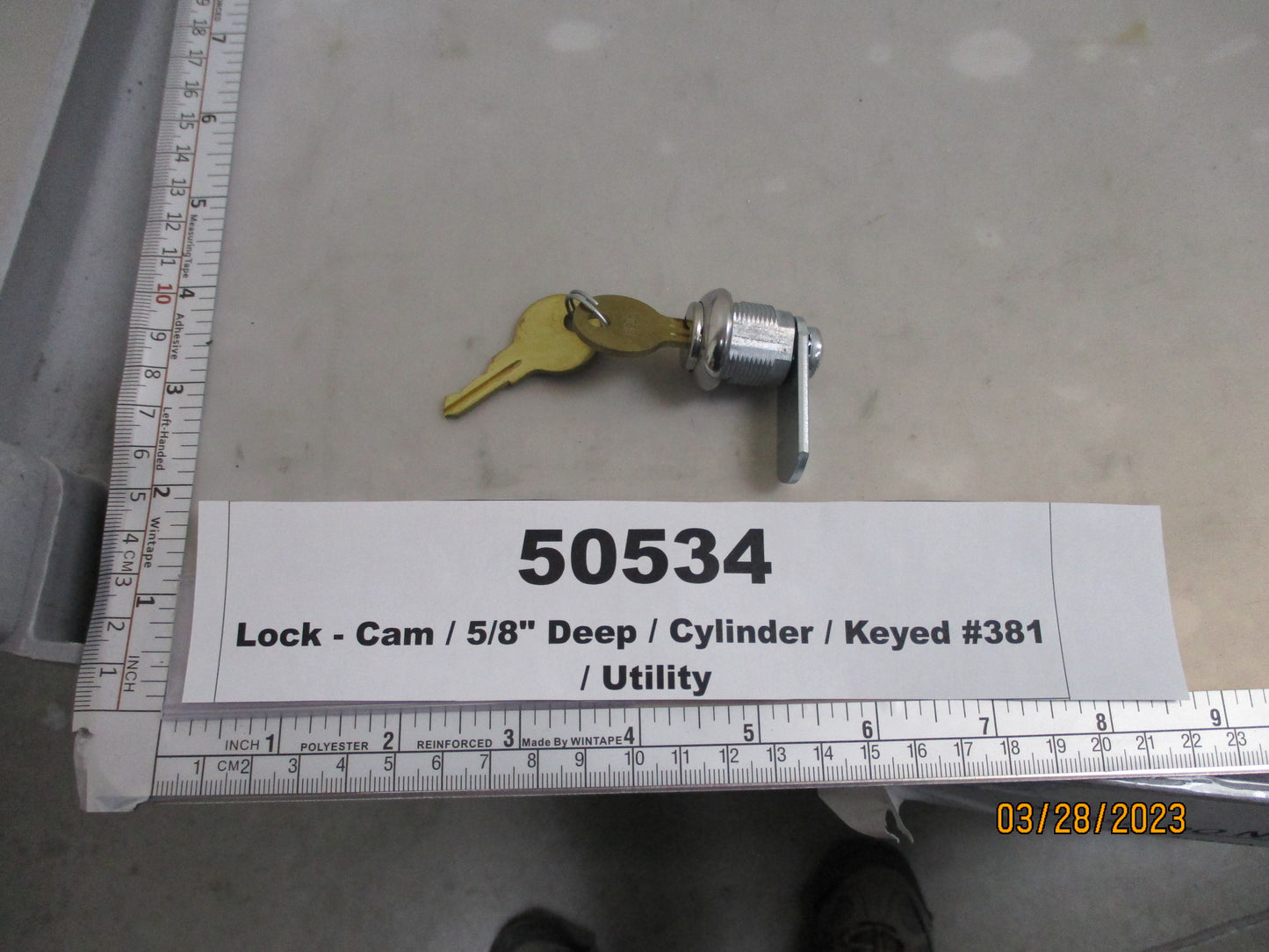 Lock, Cam, 5/8" Deep, Cylinder Keyed #381, K D L Hardware, UC-23058-KA381