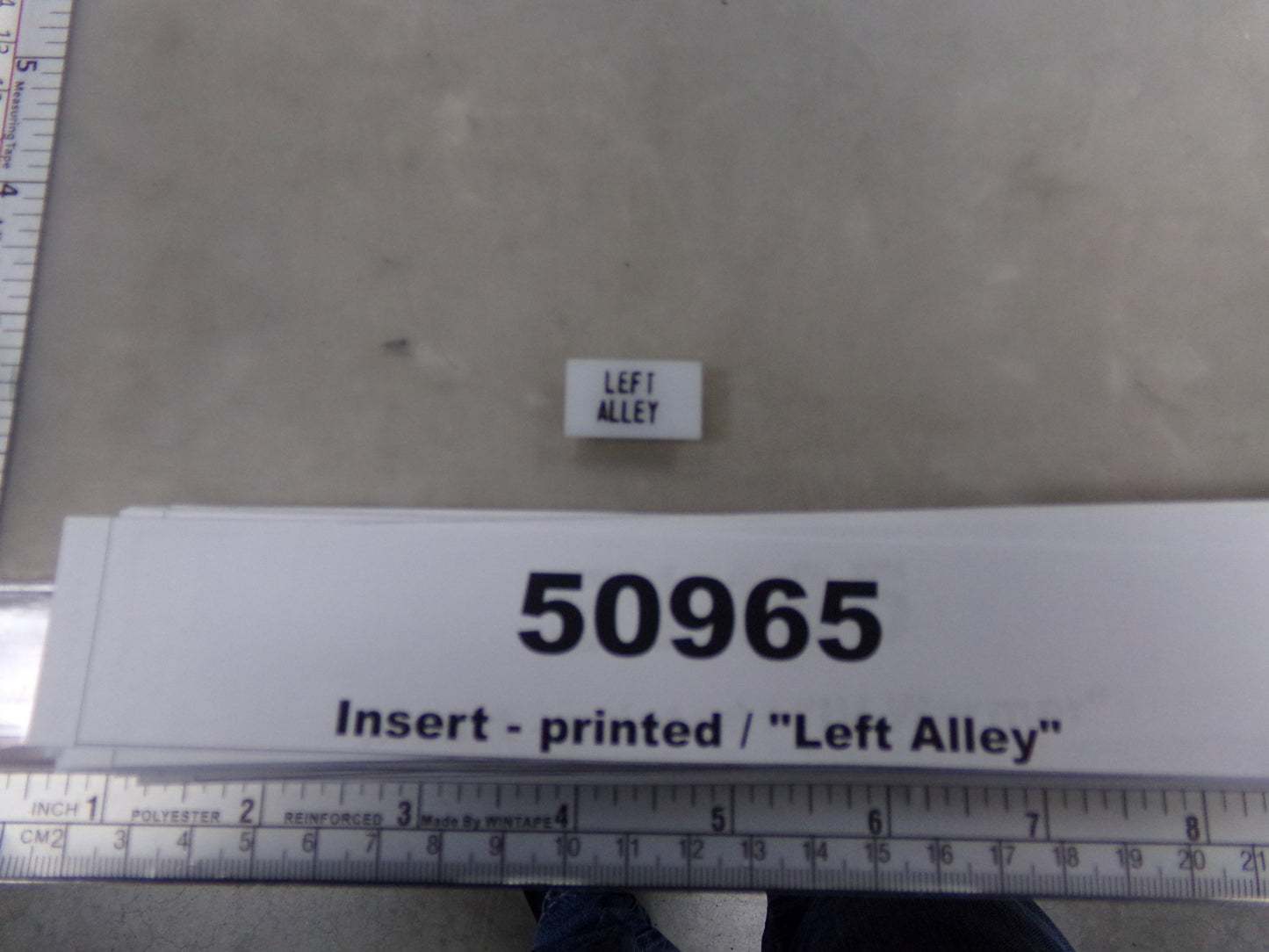 Insert, 'LEFT ALLEY', White, Switch Label Window, Transportation Safety