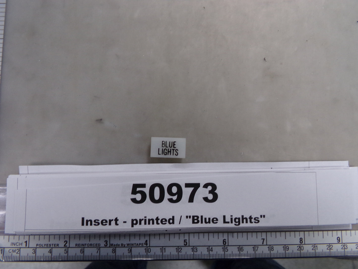 Insert, ' BLUE LIGHTS', White, Switch Label Window, Transportation Safety, S220-5500