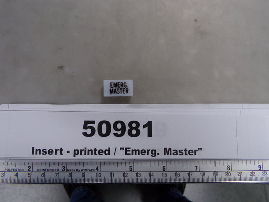 Insert, 'EMERG. MASTER', White, Switch Label Window, Transportation Safety, S220-5500