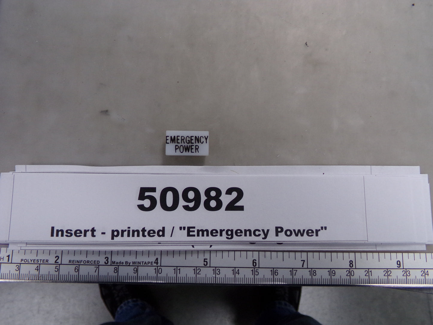 Insert, 'EMERGENCY POWER', White, Switch Label Window, Transportation Safety