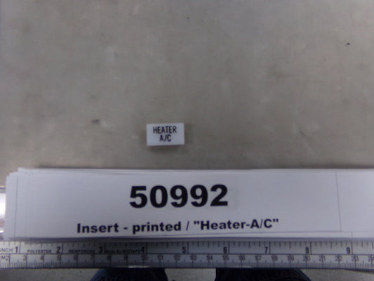 Insert, 'HEATER A/C', White, Switch Label Window, Transportation Safety, S220-5500
