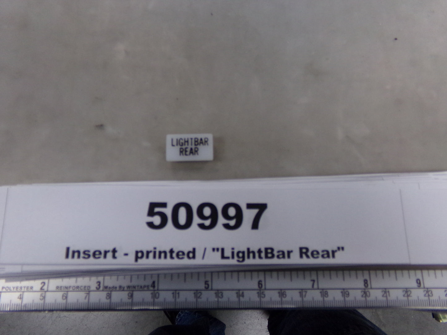 Insert, 'LIGHTBAR REAR', White, Switch Label Window, Transportation Safety, S220-5500