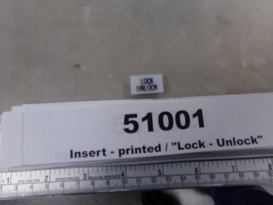 Insert, ''LOCK-UNLOCK', White, Switch Label Window, Transportation Safety, S220-5500