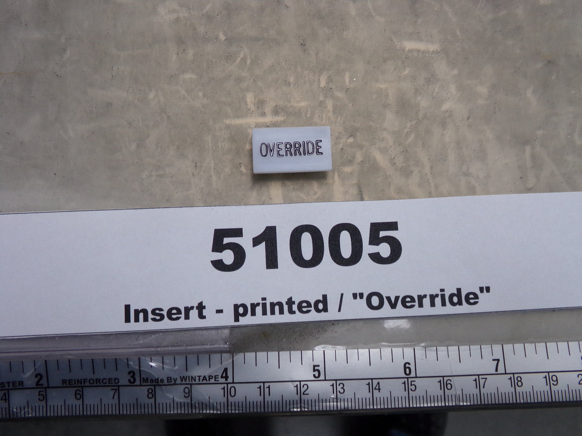 Insert, 'OVERRIDE', White, Switch Label Window, Riverside Manufacturin ...
