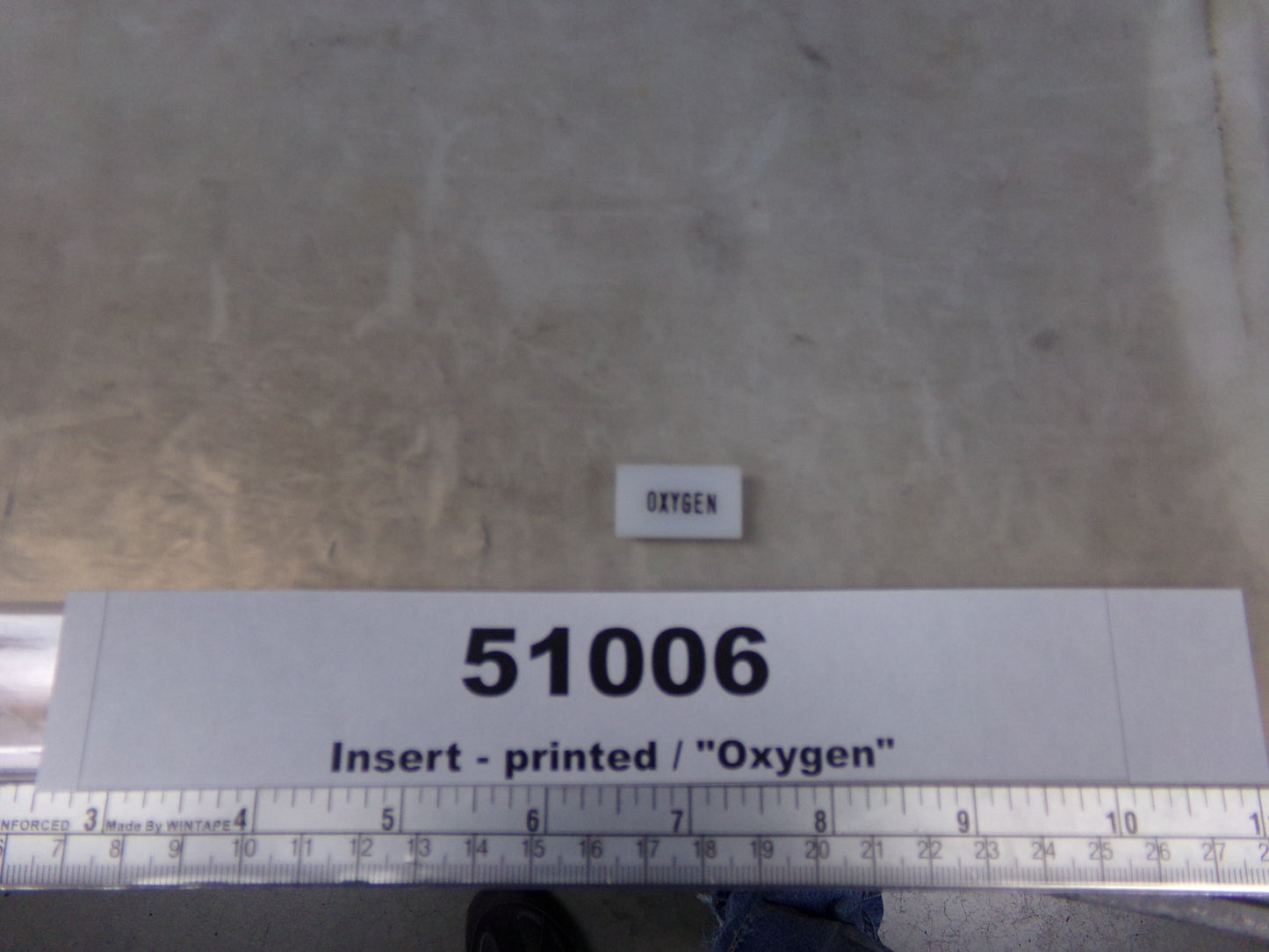 Insert, 'OXYGEN', White, Switch Label Window, Transportation Safety, S220-5500