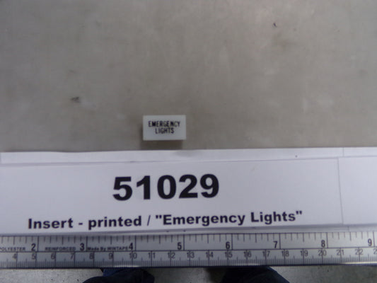 Insert, 'EMERGENCY LIGHTS', White, Switch Label Window, Transportation Safety