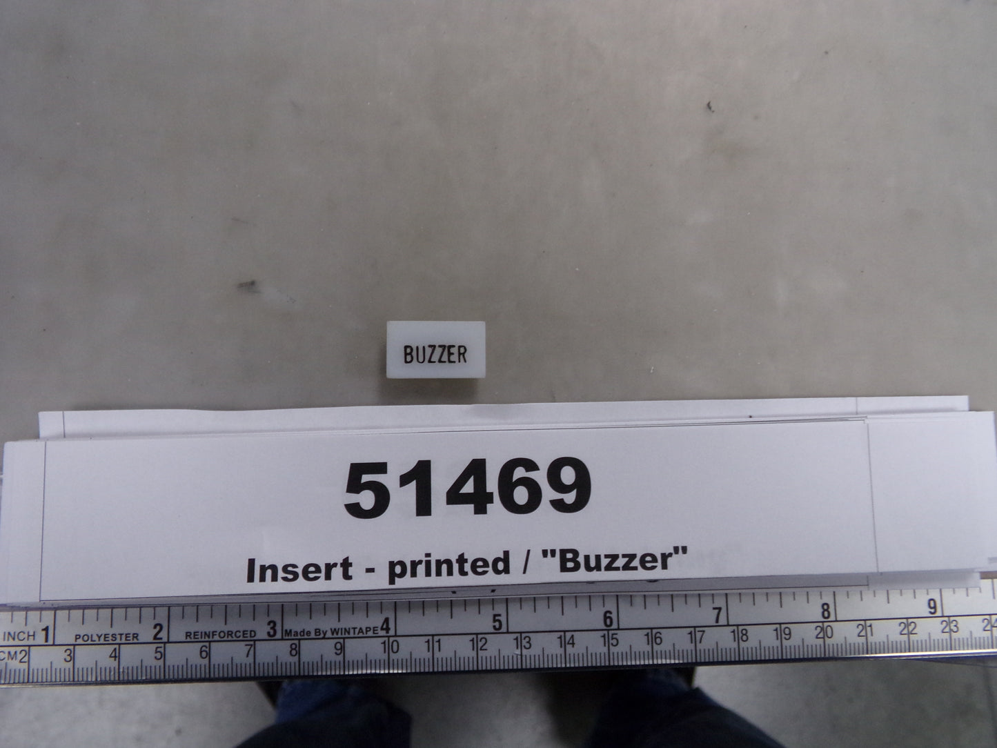 Insert, 'BUZZER', White, Switch Label Window, Transportation Safety