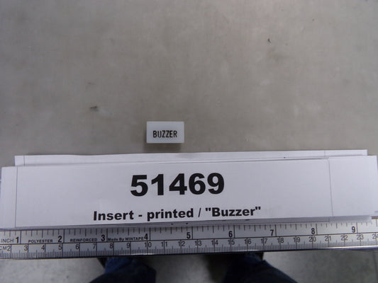 Insert, 'BUZZER', White, Switch Label Window, Transportation Safety