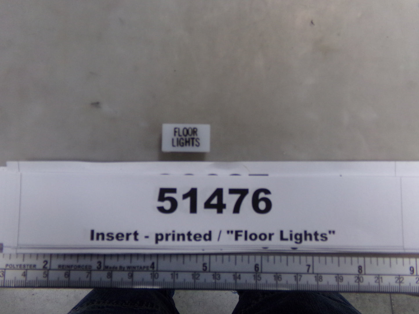 Insert, 'FLOOR LIGHTS', White, Switch Label Window, Transportation Safety
