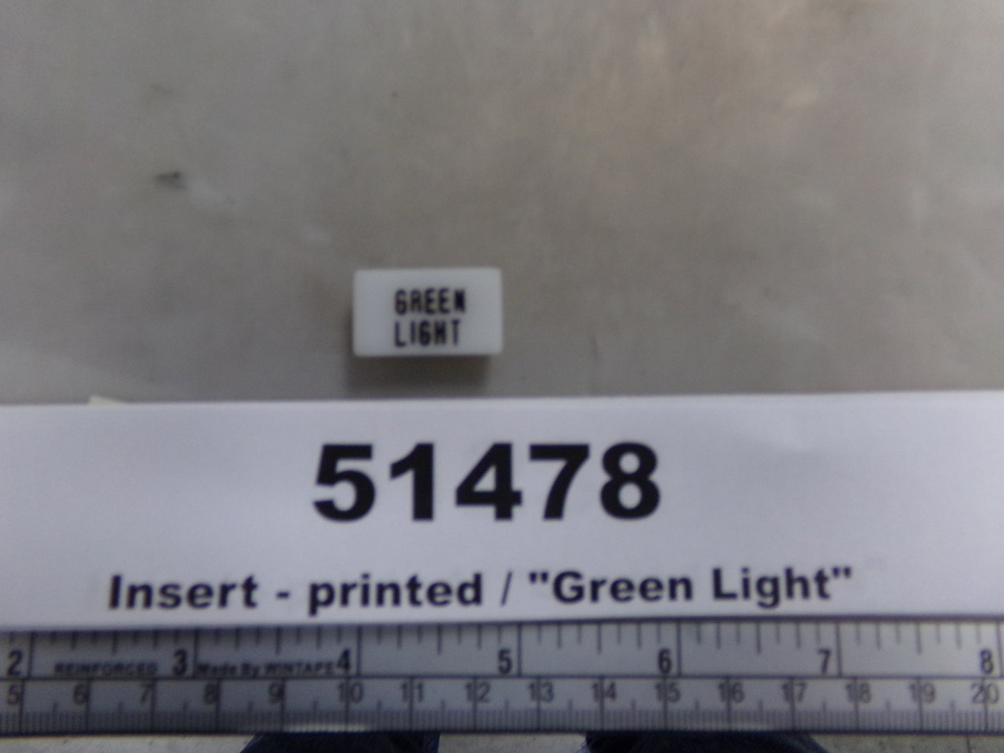 Insert, 'GREEN LIGHT', White, Switch Label Window, Transportation Safety
