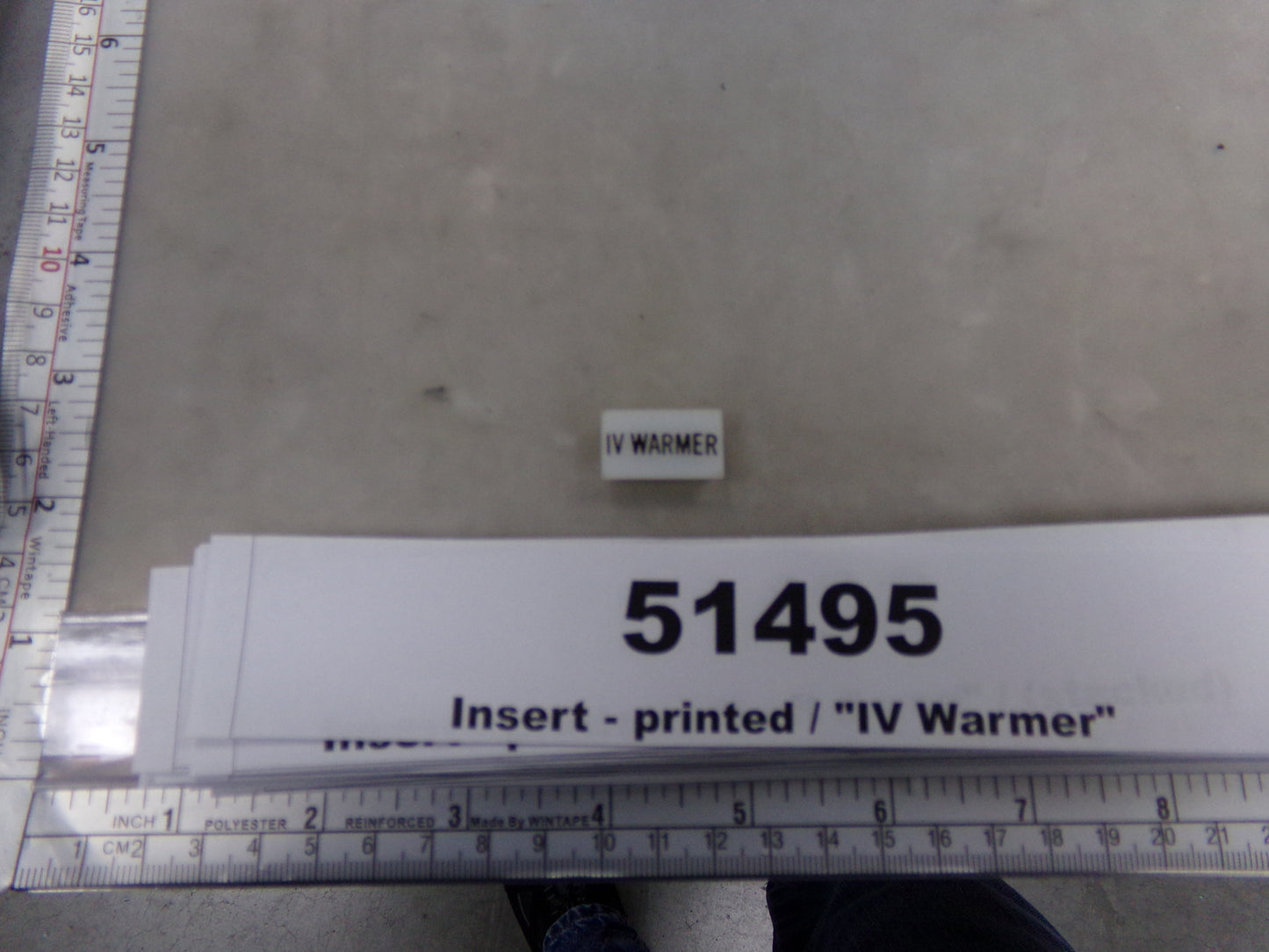 Insert, 'IV WARMER', White, Switch Label Window, Transportation Safety