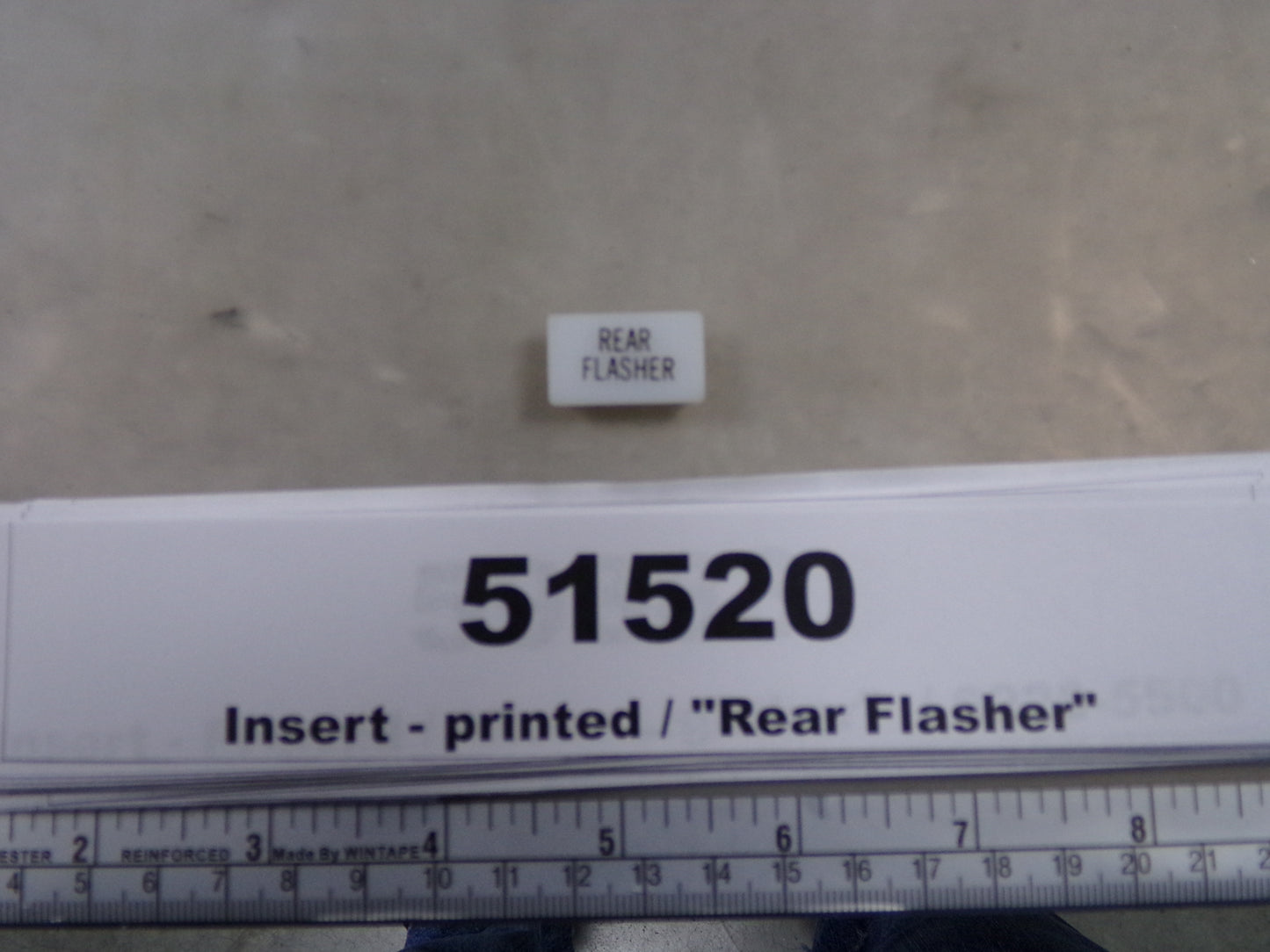 Insert, 'REAR FLASHER', White, Switch Label Window, Transportation Safety